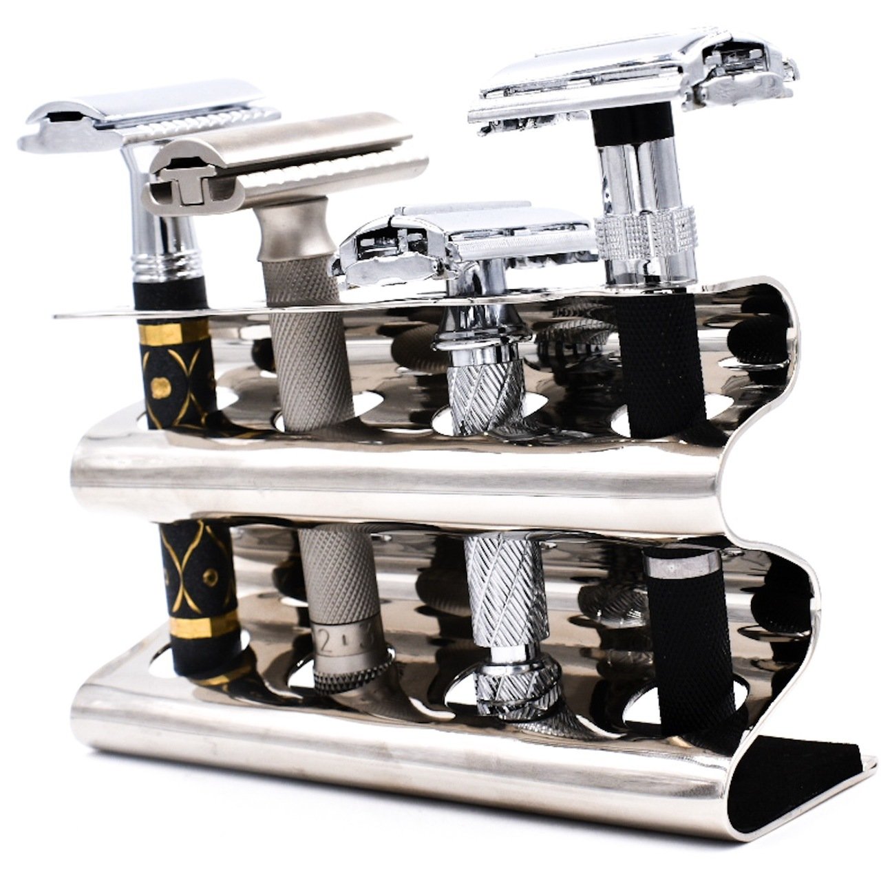Deluxe Chrome Safety Razor Caddy