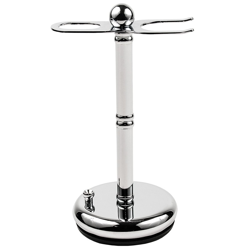 Deluxe Chrome Straight Razor & Shave Brush Stand